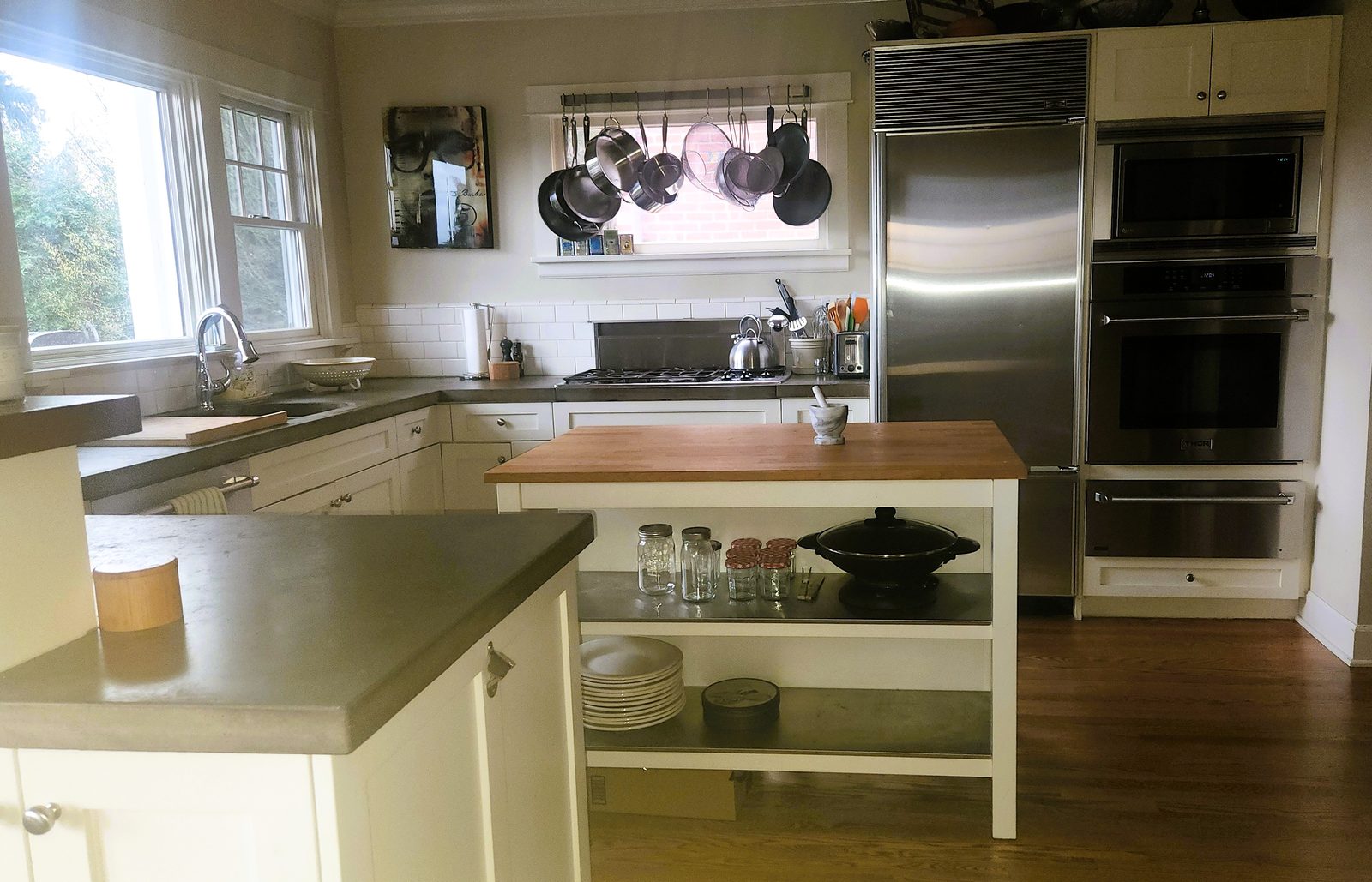 Kitchen overlooks the back yard
