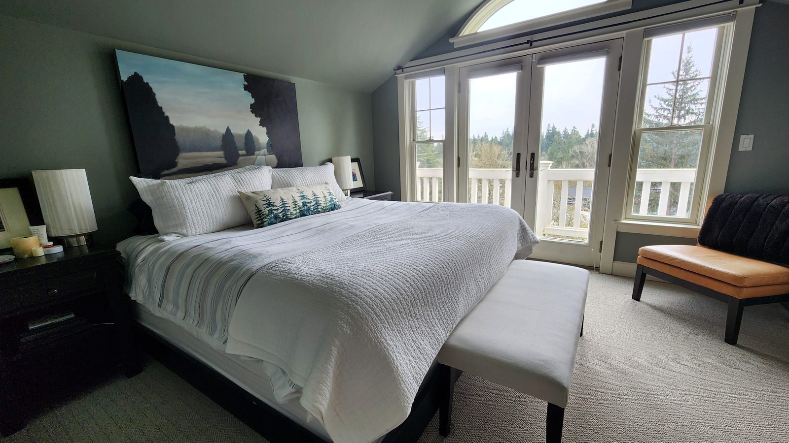 Upstairs bedroom view into arboretum
