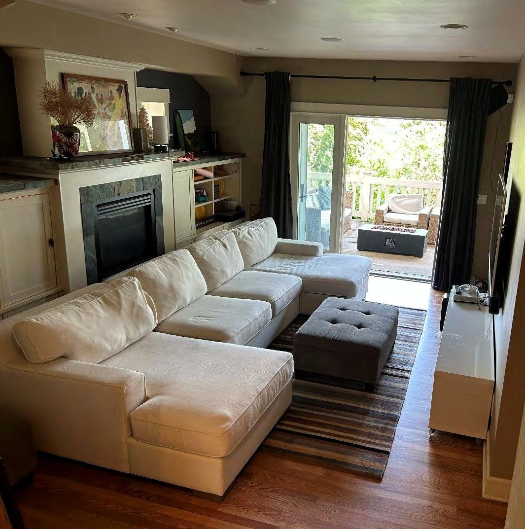 Family room opens onto large covered deck
